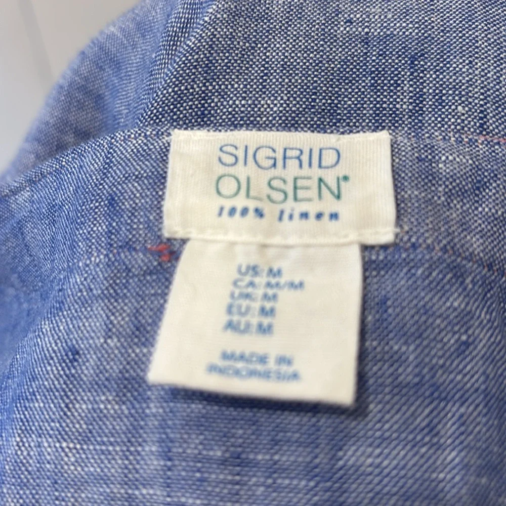 Sigrid Olsen Blue and Pink Linen Sleeveless Shift Dress - Picture 7 of 8